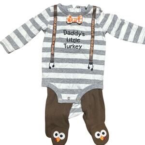 Koala Kids infant Thanksgiving 2-piece outfit Daddys little Turkey